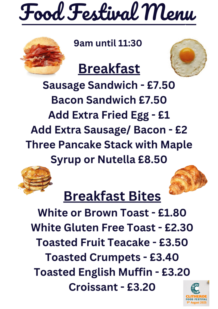 Clitheroe Food Fest Breakfast Menu